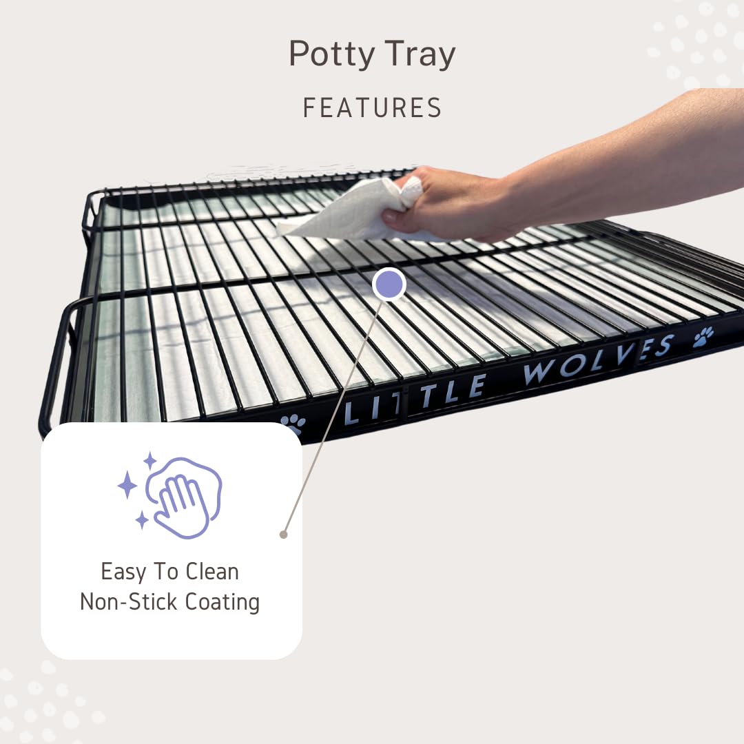 Little Wolves Puppy Potty Tray Essentials: 22X22 Reusable Heavy-Duty Tray W/Dog Pee Pads, Housebreaking Supplies, Pet Products &